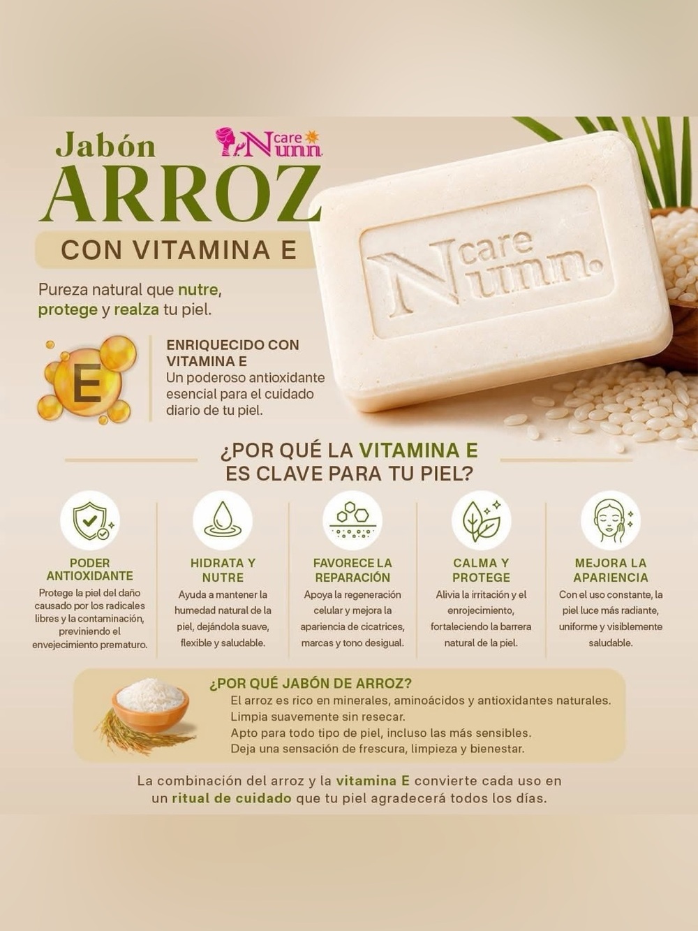 Nunn Care Limpiadora & Nunn Care Jabón de Arroz Dúo - Picture 3 of 7